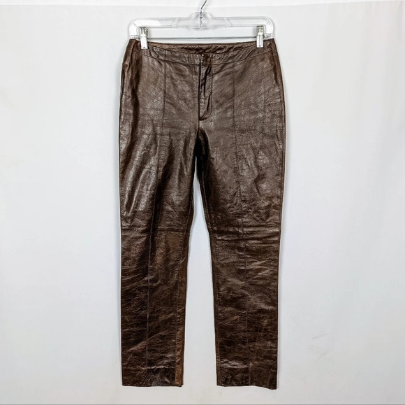 90s Y2K VINTAGE Bratz Hugo Buscati Collection sz. 6 Leather Pants Straight Leg - Picture 3 of 10